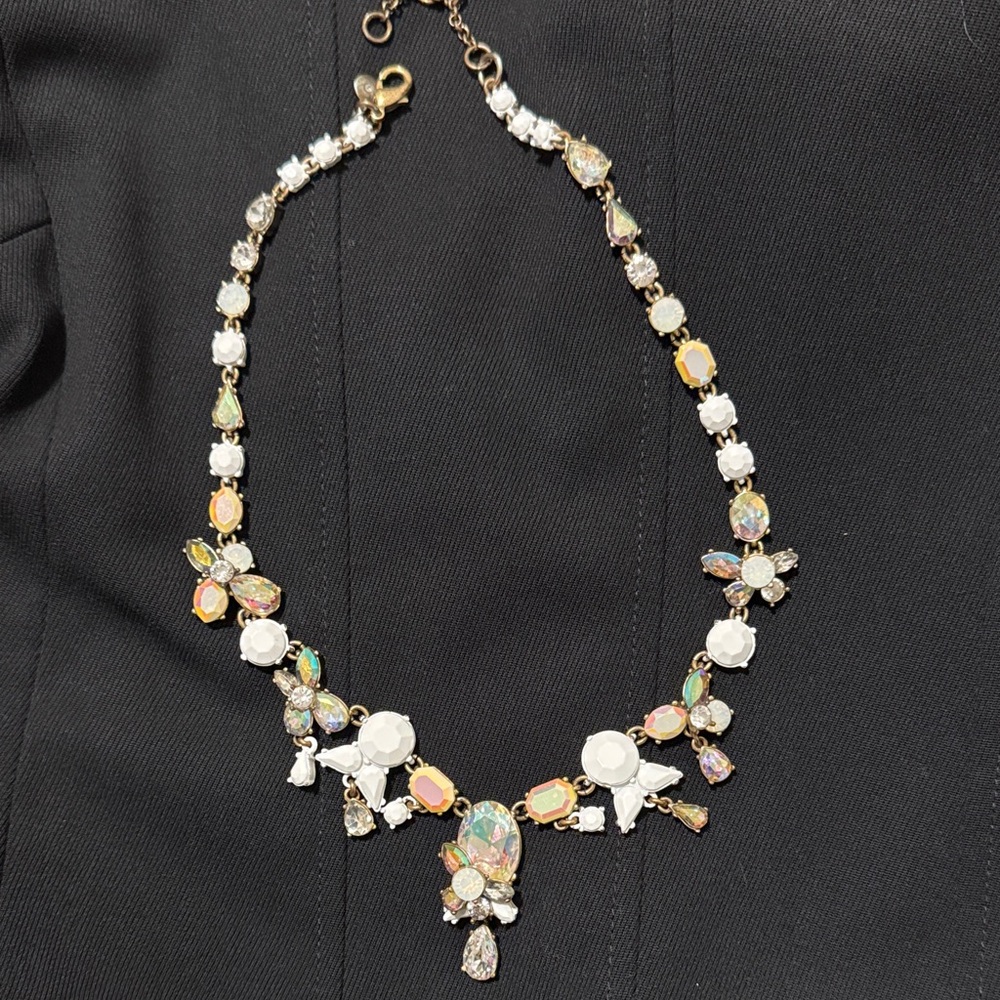 J. Crew Gold and White Crystal Necklace